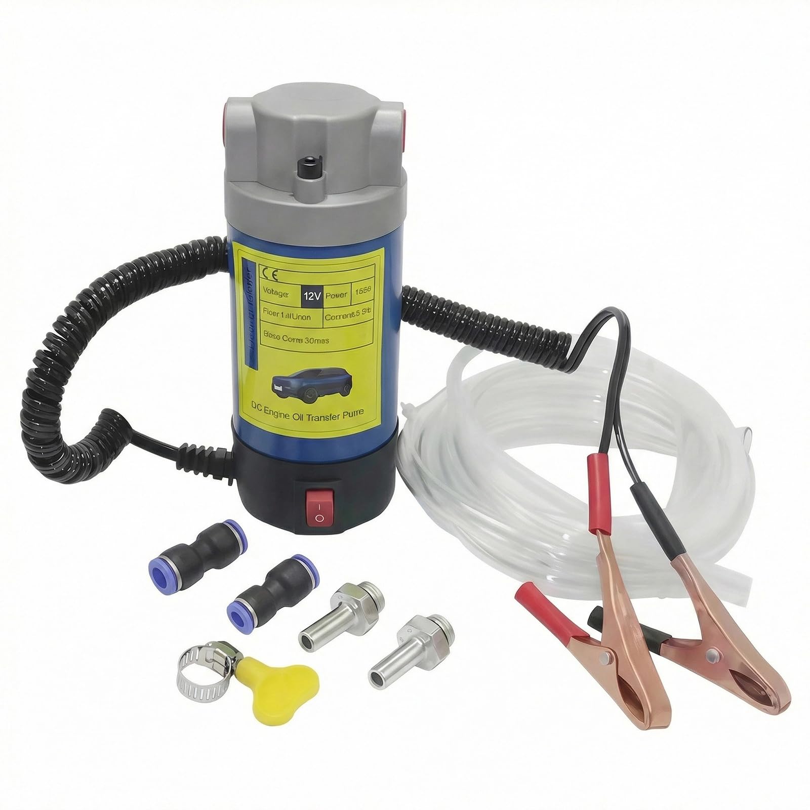 Pompa do odsysania oleju, 12 V, 100 W, elektryczna pompa na olej napędowy, przenośny silnik, niski poziom hałasu, silnik samozasysający 2-3 l/min, pompa ssąca do wymiany oleju silnikowego, pompa