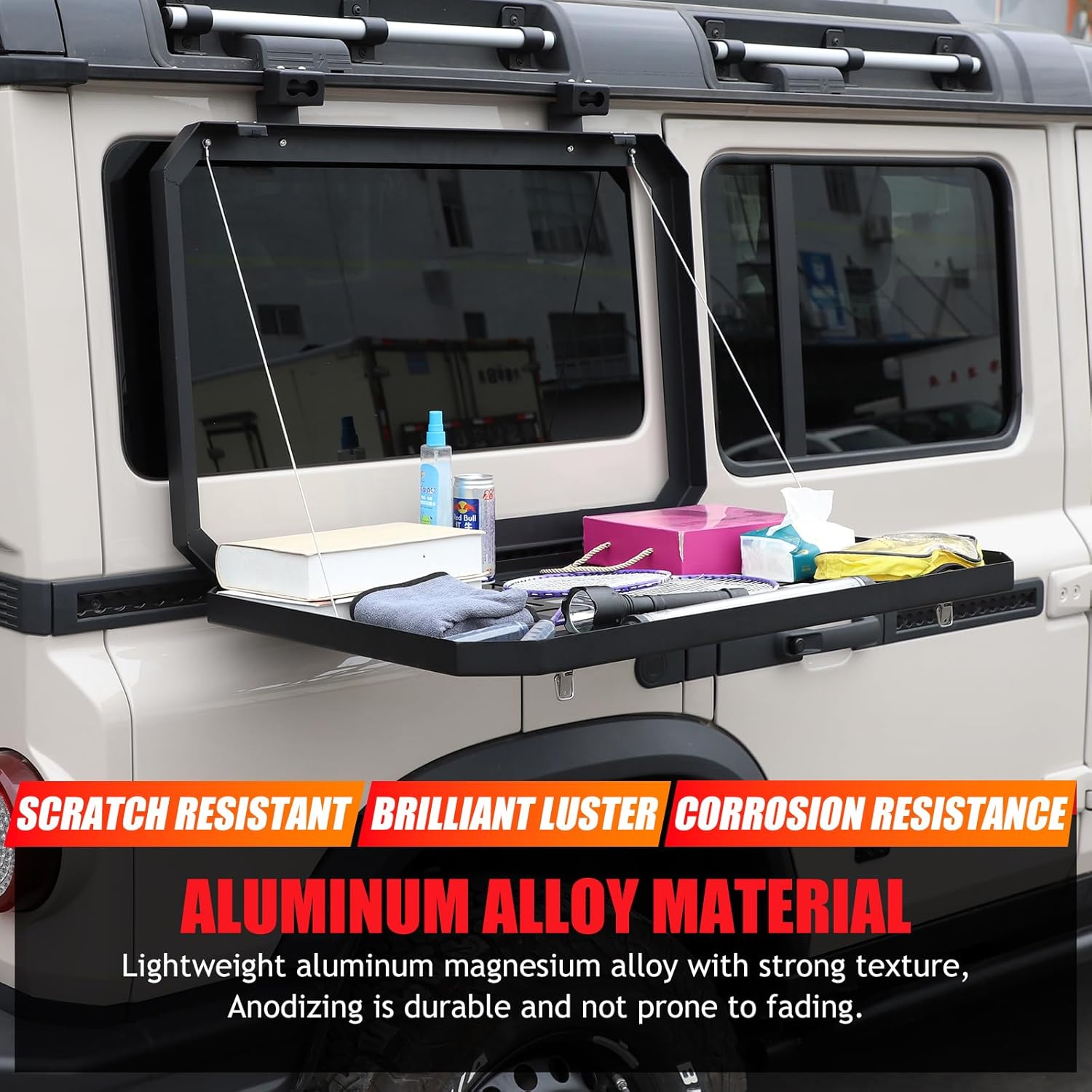 Rear Side Window Storage Box Compatible with Ineos Grenadier 2020-2024 Modular Storage Panel System Rear Window Side Cargo Racks Trunk Shelf Interior Luggage Storage Carrier Black