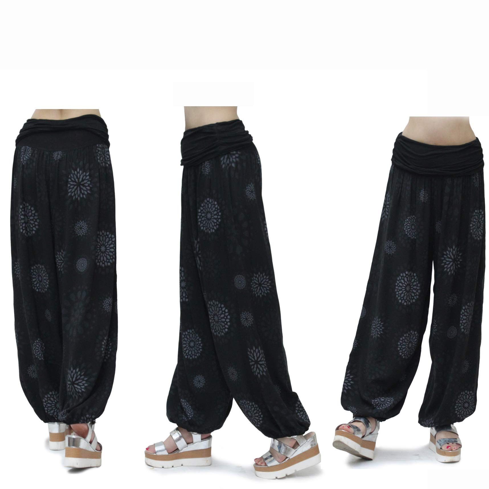 Glamexx24 Pantalón Harems para Mujer - Pantalón Aladino Ligero Hinchado, Saruel, Yoga, Bombacho, Informal de Verano
