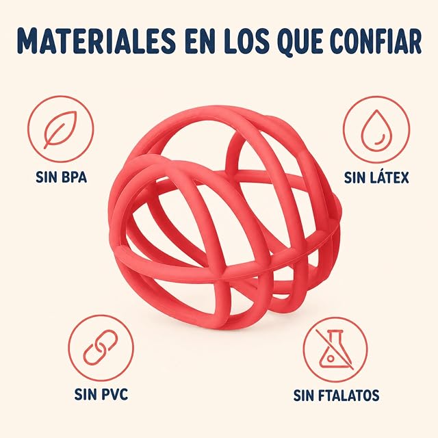 Foto 7 de 8 de Weibo - Pelota Sensorial de Silicona Rojo Marte - Juguete Sensorial Montessori