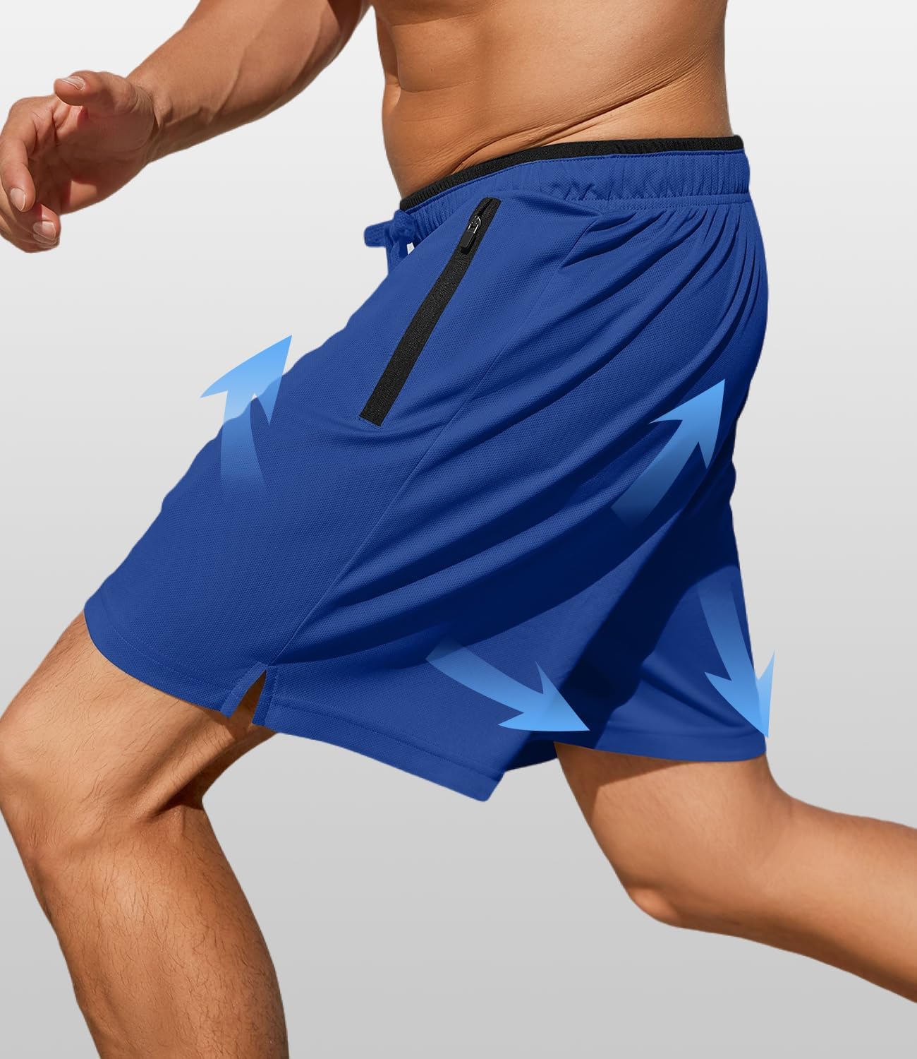 PINSPARK Men's Athletic Running Shorts 7" Mesh Quick Dry Workout Shorts with Zipper Pockets Lightweight Gym Shorts - Image 2