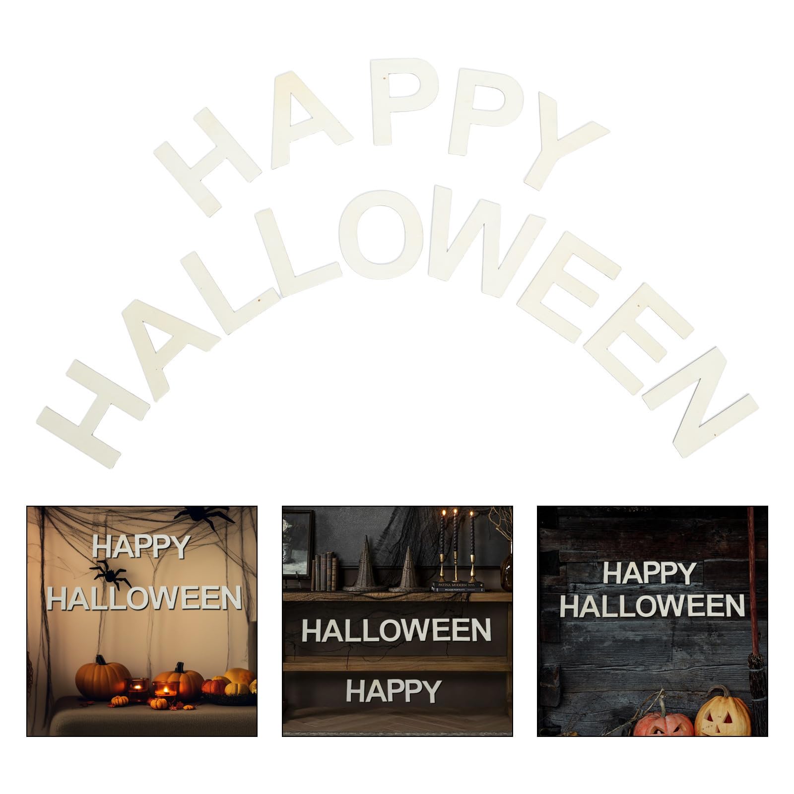 Tofficu 5 Juegos Pintar Happy Halloween, Set de 11cm para Manualidades | Color Beige, Diseño Temática Halloween, Colgantes Reutilizables para Hogar