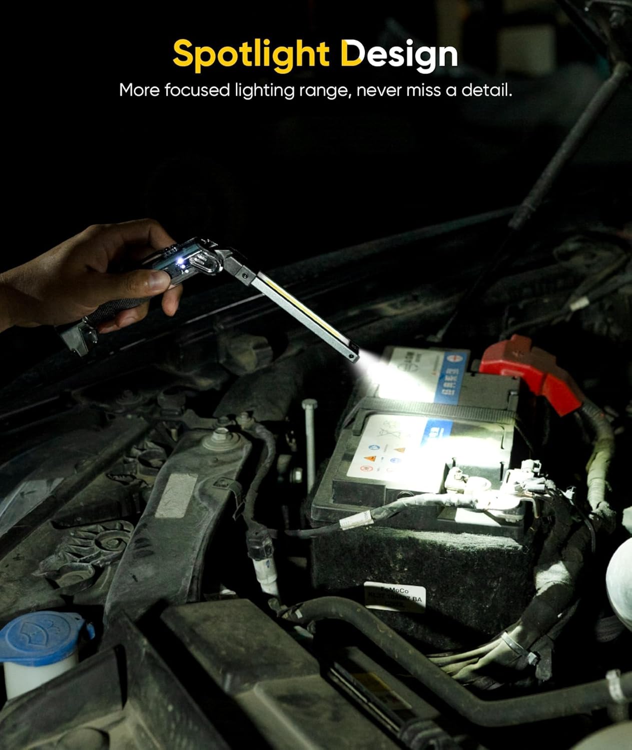 Magnetic Work Light - 4000mAh Rechargeable Work Light with Hook Design, 1200 Lumens Mechanic Light, 3 Lighting Modes Magnetic Flashlight for Repairing、Emergency，1 Pack - Image 6