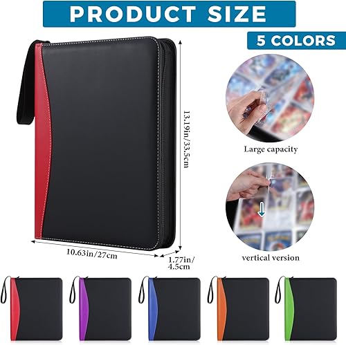 Miniatura 2 de Sinload 5 carpetas de 9 bolsillos para tarjetas intercambiables, 900 carpetas de bolsillo de doble cara, expandible para álbumes de intercambio para