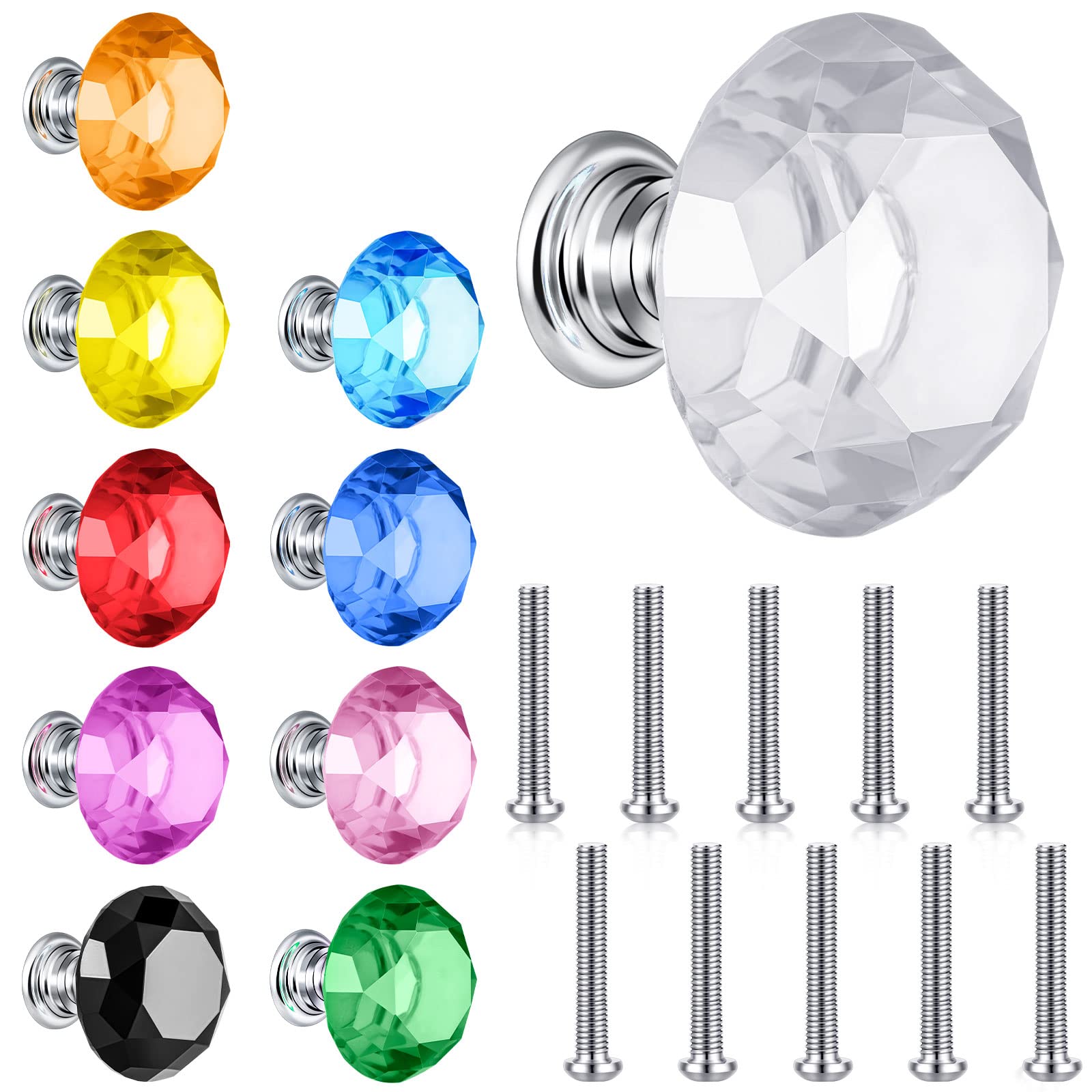 JYABSLNAJ Cabinet Pulls, Glass Knobs Pull for Cabinets and Drawers Crystal Knobs for Dresser Drawers(Classic Style)