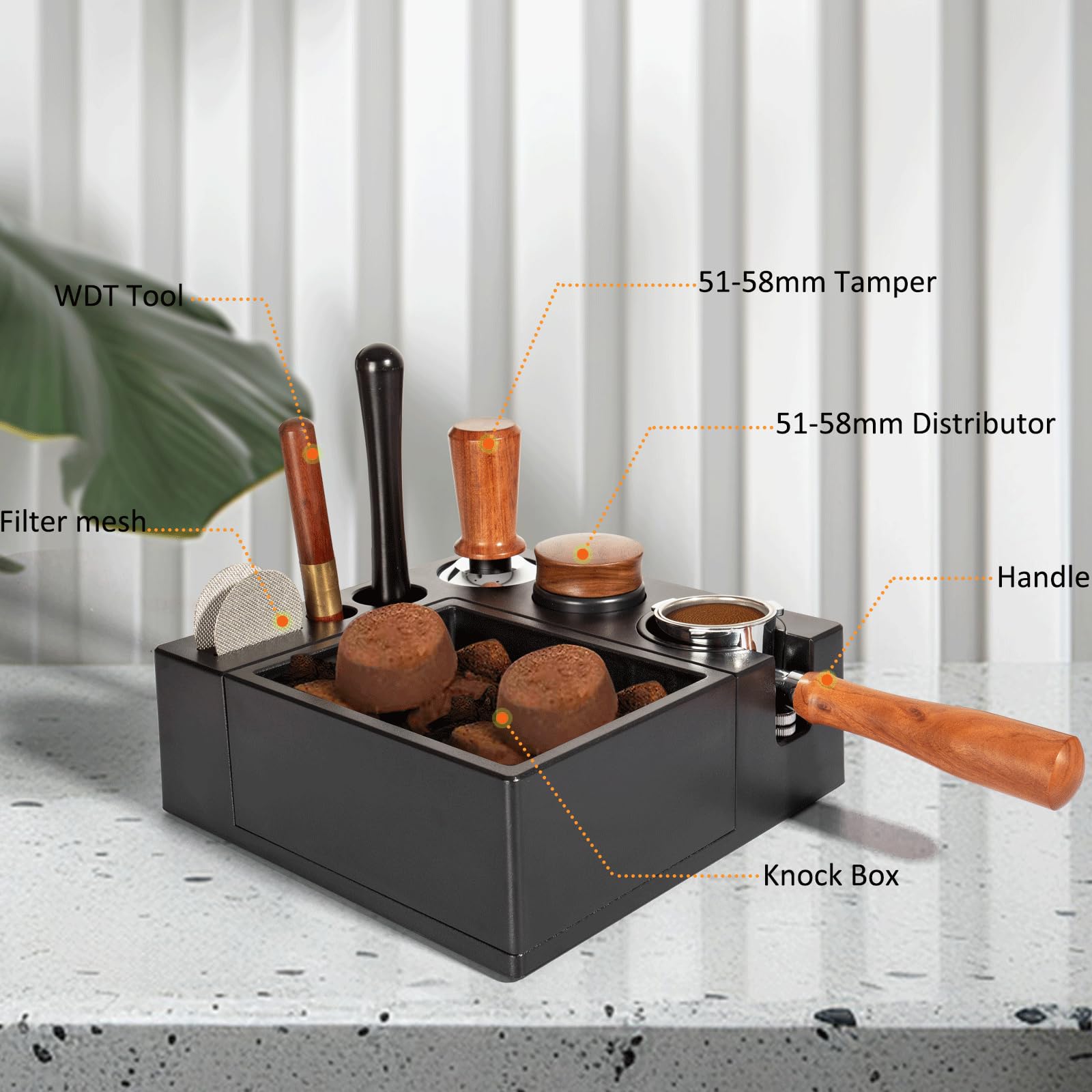 Stazione Tamper, Tamper Station in ABS per Portafiltro da 51–58 mm, per Macchina da Caffè Espresso Barista,Stazione Tamper a Cassetto, Coffee Tamping Station,Barista Station