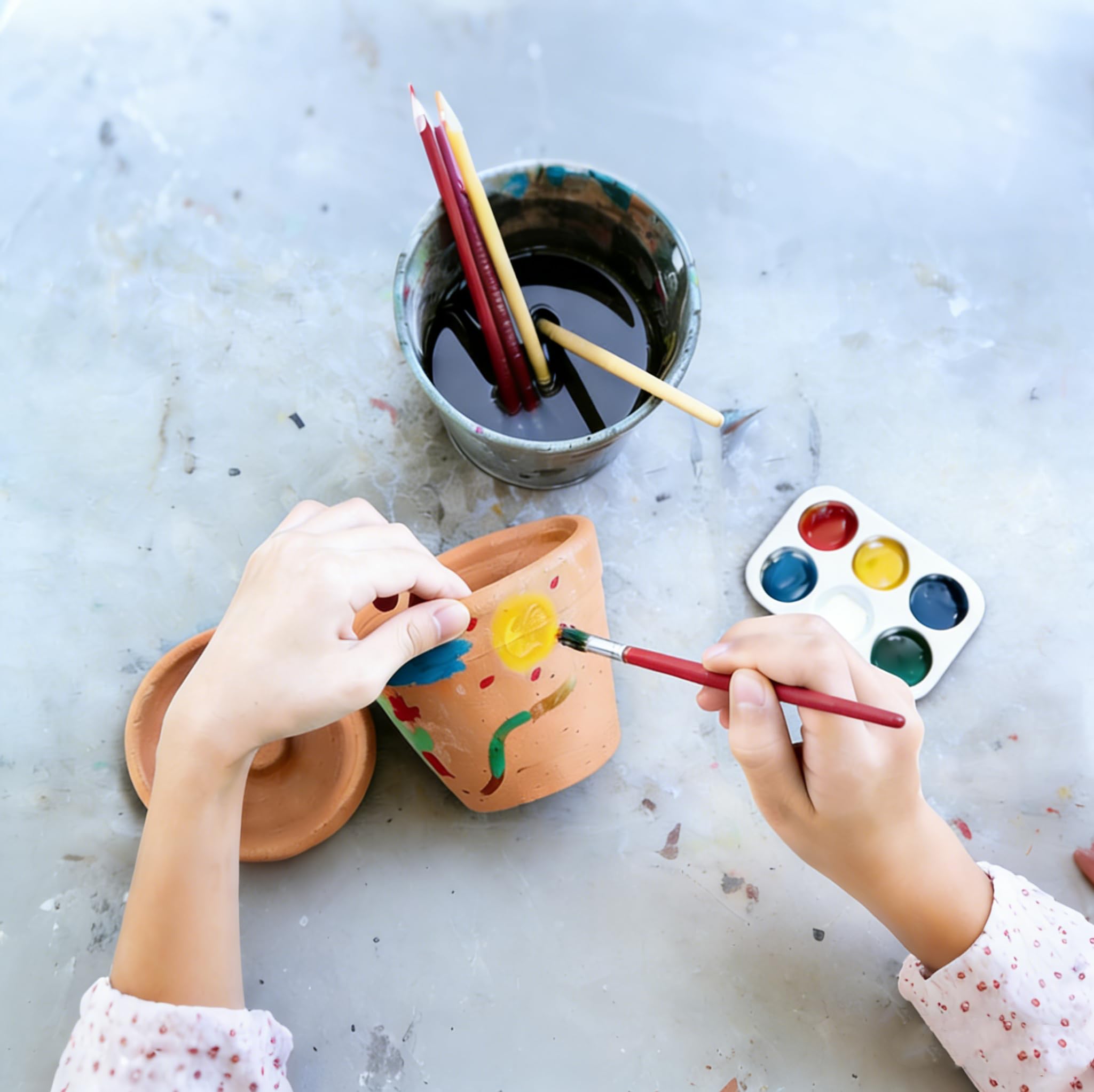 Lot de 100 plateaux de peinture en plastique pour enfants ou étudiants - Plateau de peinture à l'aquarelle pour fête de peinture, loisirs créatifs et peinture artistique
