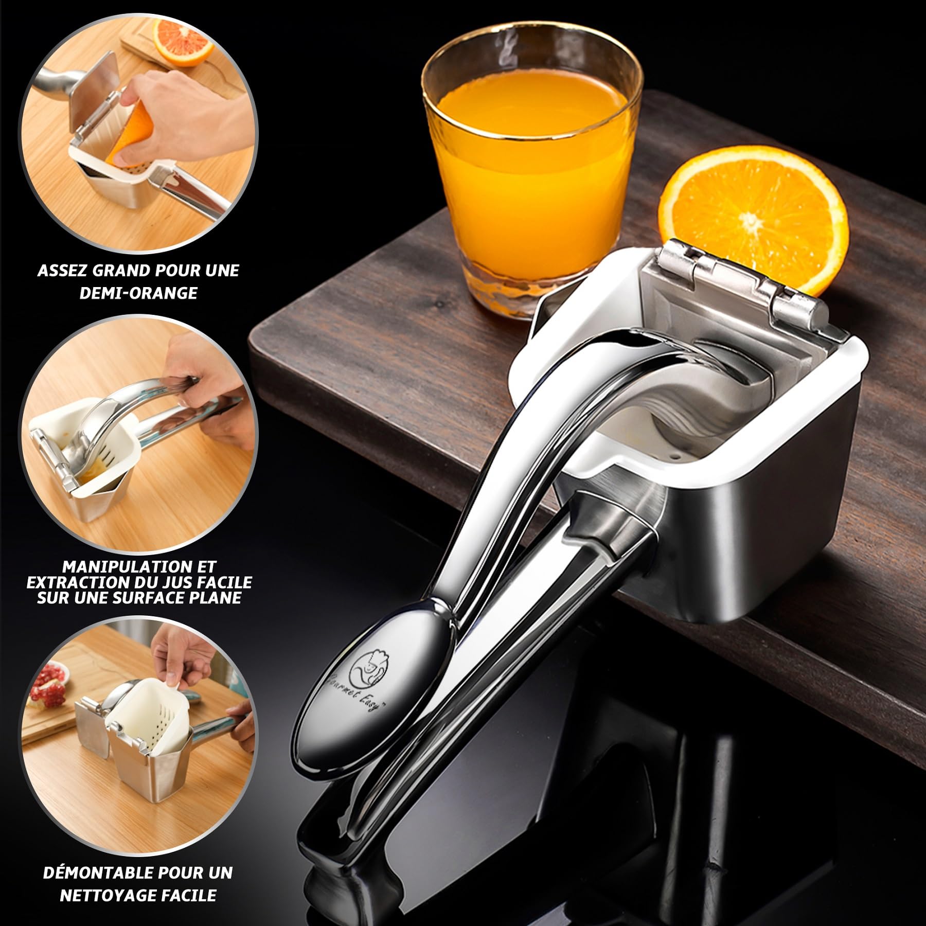Gourmet Easy Presse-Agrumes Manuel Inox 304, Presse-Citron & Citron Vert