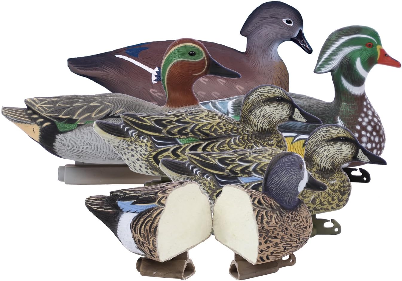 Higdon Outdoors Standard Puddle Pack Duck Decoys | Lightweight and Realistic UV Painted Floating Duck Decoys for Waterfowl Hunting Short String Design for Easy Setup | Foam Filled | 6pk