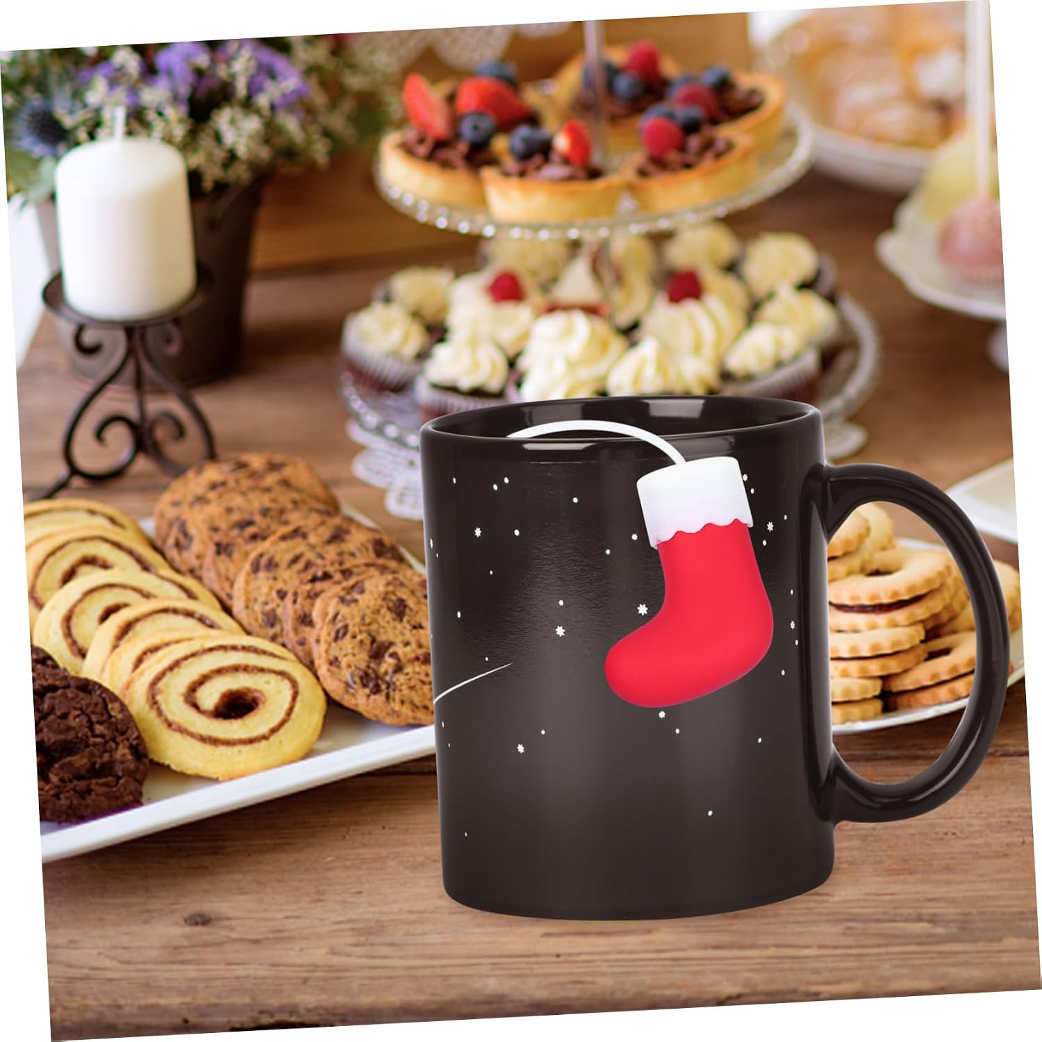 Christmas Sock Shape Silicone Tea Infuser Strainer for Loose Leaf Tea Food Grade Novelty Holiday