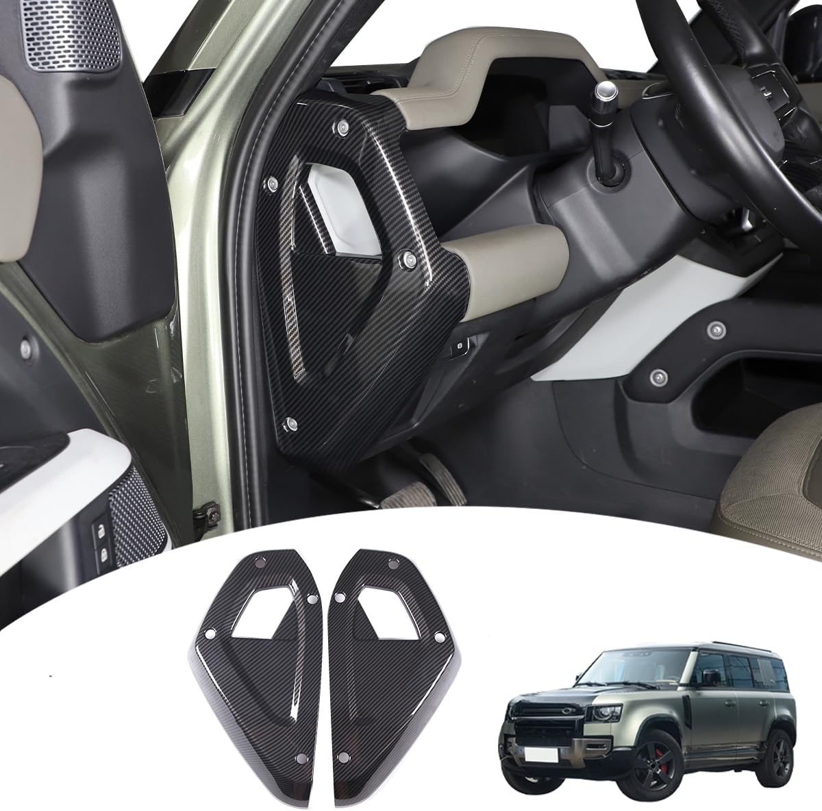 Car Central Control Both Sides Decorative Strips Sticker for Land Rover Defender 2020-2025 90 110 130 Interior Accessories (Carbon Fiber)