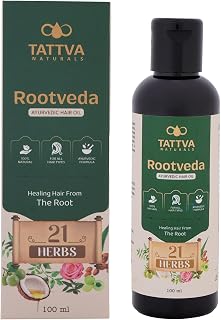 TATTVA NATURALS Rootveda Ayurvedic Hair Oil with 21 Herbs Formula for Growth, Reduces Hair Fall, Dandruff & Thinning, Help... Price In India
