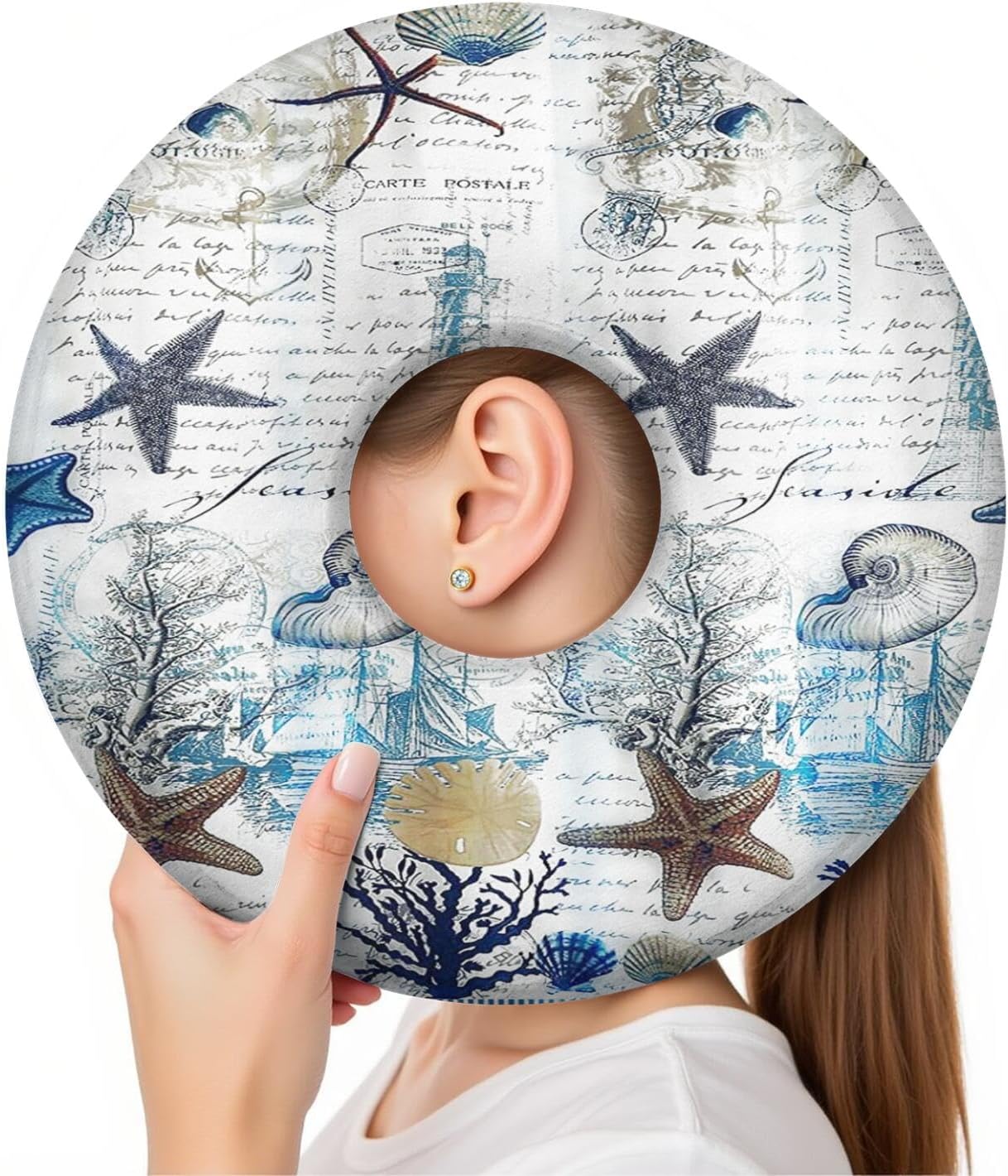 Ear Piercing Pillow for Side Sleepers Donut Pillow with Ear Hole,Washable Cover Relief Ear Pain Ear Pressure Ear Guard Cushion for Sleeping Aftercare