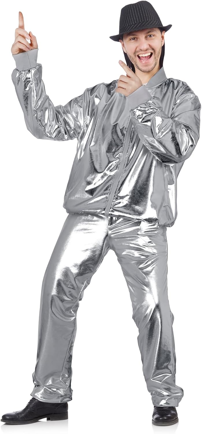 Men's Metallic Jacket and Pants Set Jacket Men Straight Leg Trousers Costume for Men Disco Cosplay Party - Image 4