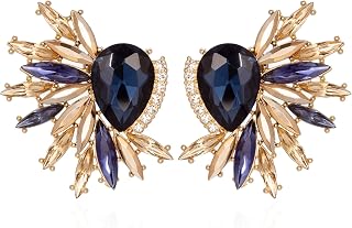 Vintage Rhinestone Statement Earrings Retro Fancy Big Crystal Cluster Drop Dangle Earrings for Women Prom