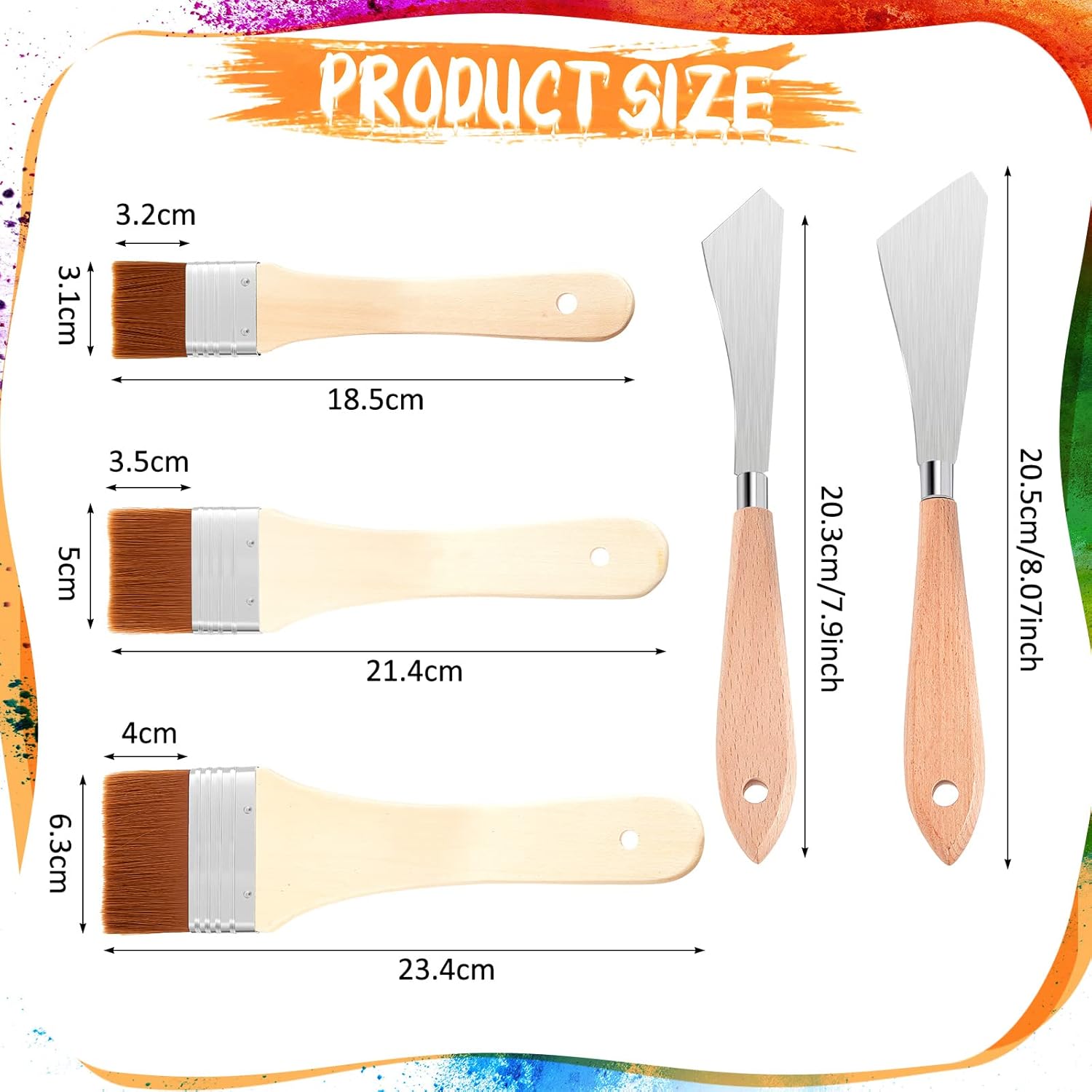 10 Pcs Oil Based Painting Tools Paintbrush Brush Set, 2 Stainless Steel Palette Knife 3 Blender Background Brush 3 Flat Fan Blender Artist Brush Paint Supplies for Kids Adults Oil Canvas Acrylic : Arts, Crafts & Sewing