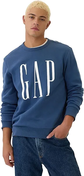 GAP Mens Logo Fleece Crew Sweatshirt Blue Shade M