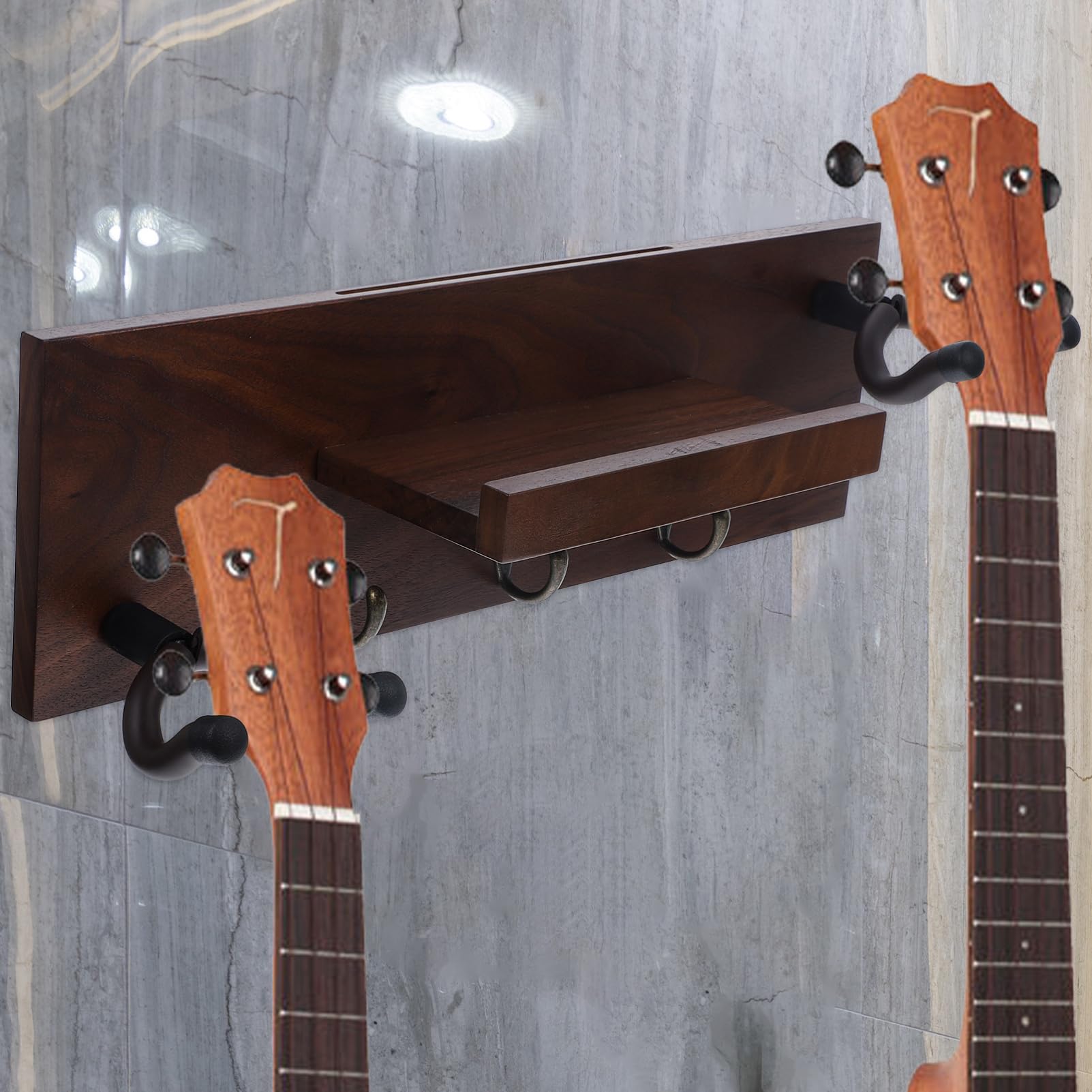 Toddmomy Gancio Chitarra da Parete in Legno e Metallo, 4 in 1 | Chitarra Elettrica e Acustica, Montaggio Semplice, Stabile, Non Lascia Segni e Protegge la Finitura