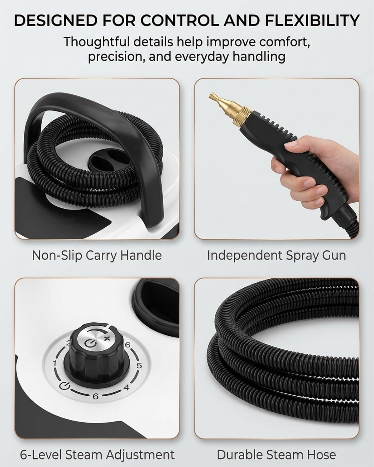 2500w handheld high-temperature pressurized steam cleaner, 10 In 1 Multi Purpose 6-Level Adjustable Large-Capacity high power Steam Cleaner with attachments for car engine Home Grout(White)