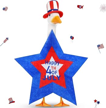 4th of July Goose Outfit Set for 23 Plastic Lawn Porch Goose Statue Clothes Patriotic Skirt Independence Day Costume for 4th of July Outdoor Patio Yard Lawn