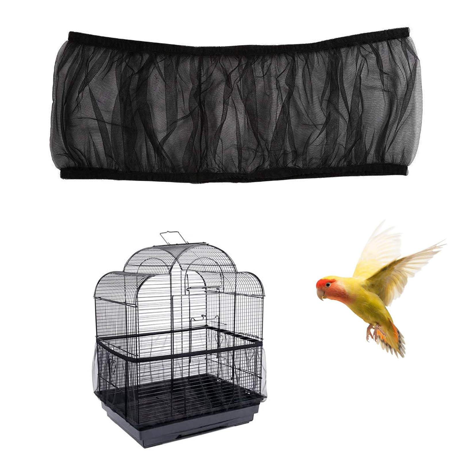 ARTGHJL Cubierta Jaula de Pájaros,Funda Jaula Pajaro,Cubierta de Malla para Jaula de Pájaros,Colector de Plumas,Cubierta Universal para Jaula de Pájaros,para Jaula Circunferencia Ajustable 140–220cm