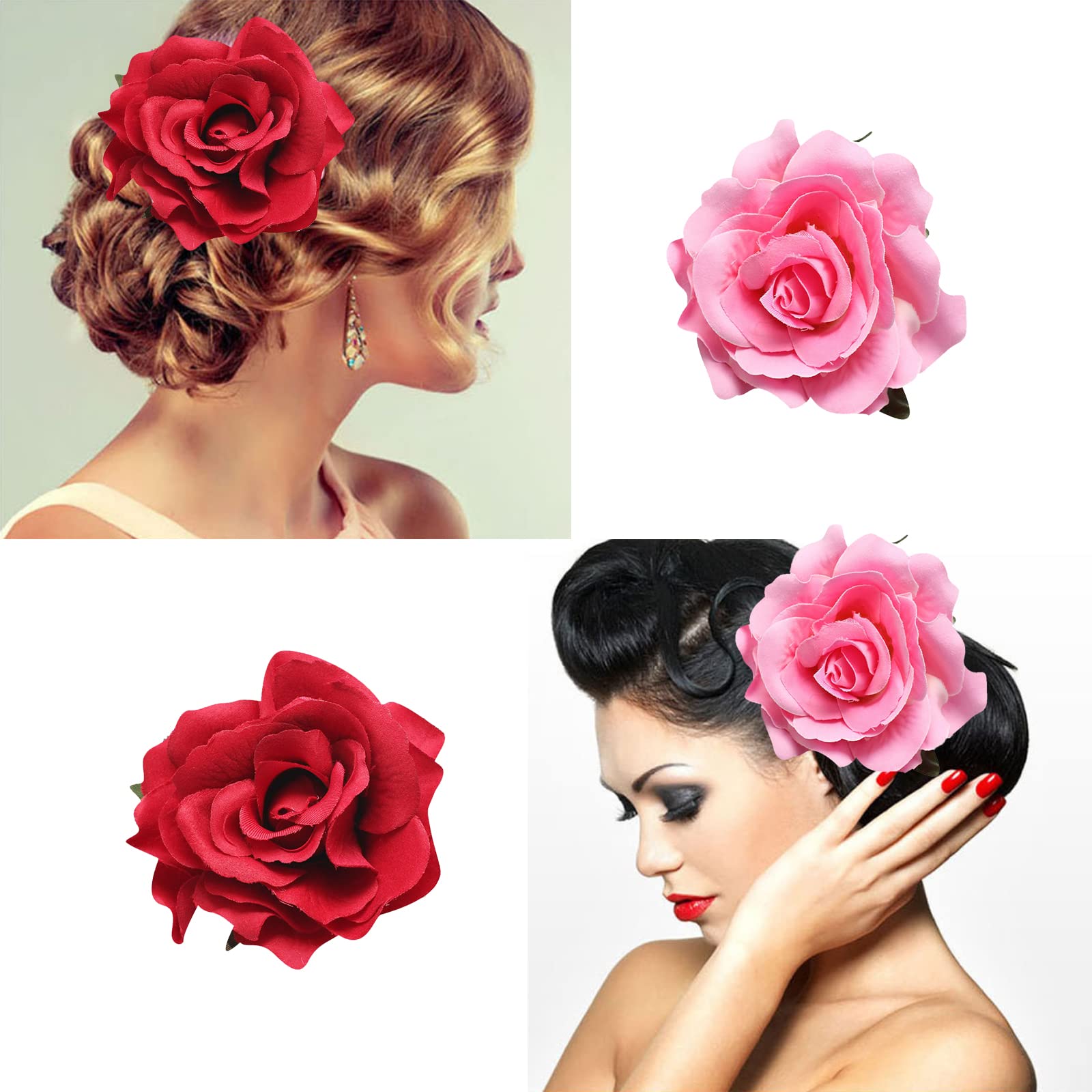 Fermaglio per capelli con fiore di rosa, per feste, viaggi, festival