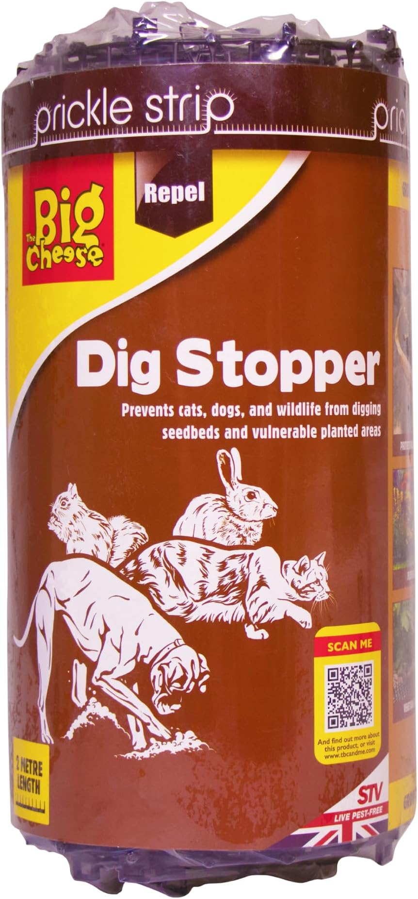 The Big Cheese Prickle Strip Dog Stopper – 2 m x 28 cm wide, durable Grow-thru Deterrent Protects Plants and Bulbs and Prevents Cats, Dogs, and Wildlife from Digging the Garden and Plant Pots
