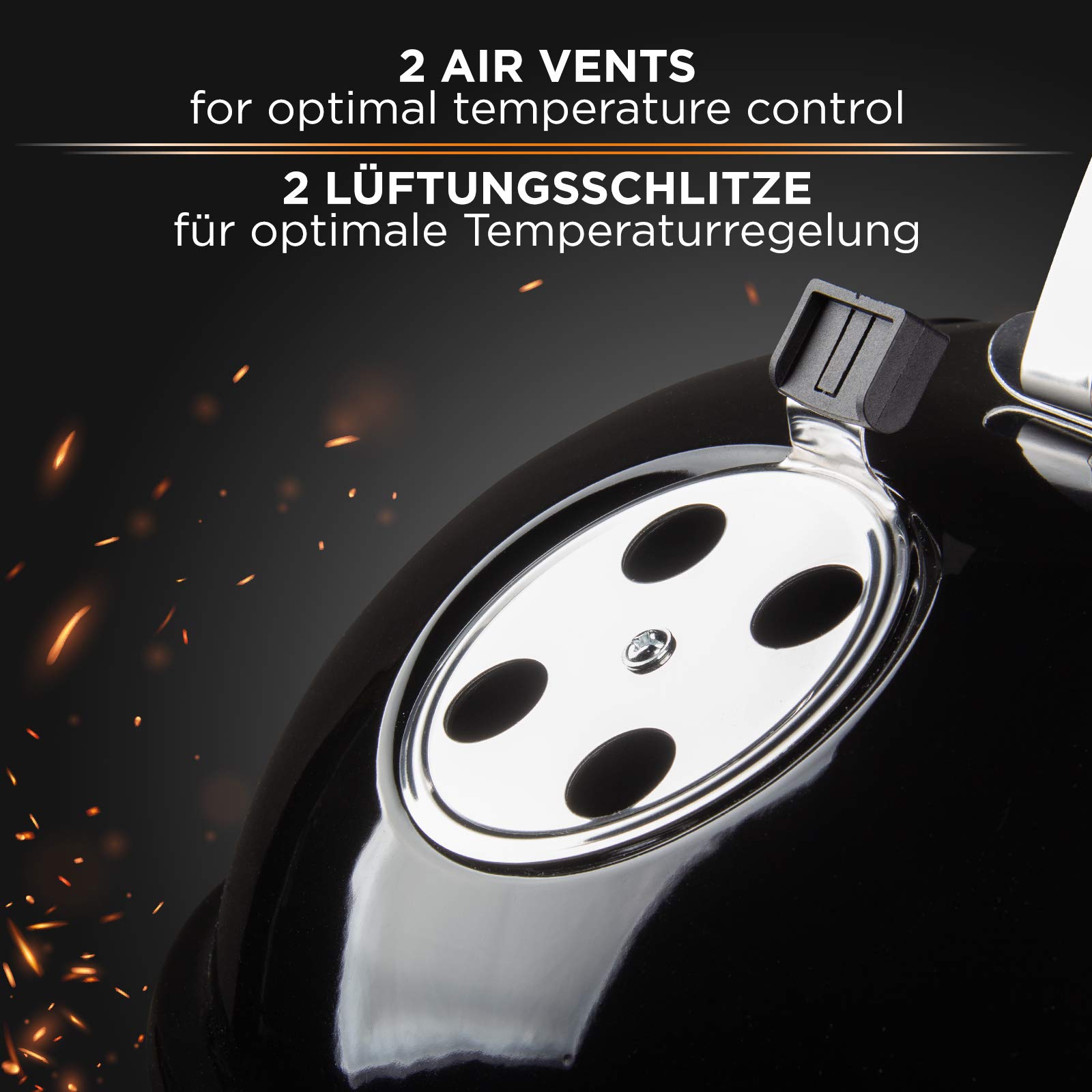 ROSMARINO Holzkohlegrill mit Deckel - Kugelgrill mit Thermometer, Einstellbare Belüftung, Grillrost, 2 Räder, Ascheschale - Grill für 4-8 Personen,Für Camping & Gartenparty