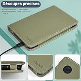 Caweet Custodia per Tolino Shine Color/Shine 5(2024)/Shine 4(2022) e Kobo Clara Colour/BW/2E, Copertina con Appoggio Ripiegabile, Slot per Carte, Fascia per Mano e Auto Sleep/Wake, Verde - 7