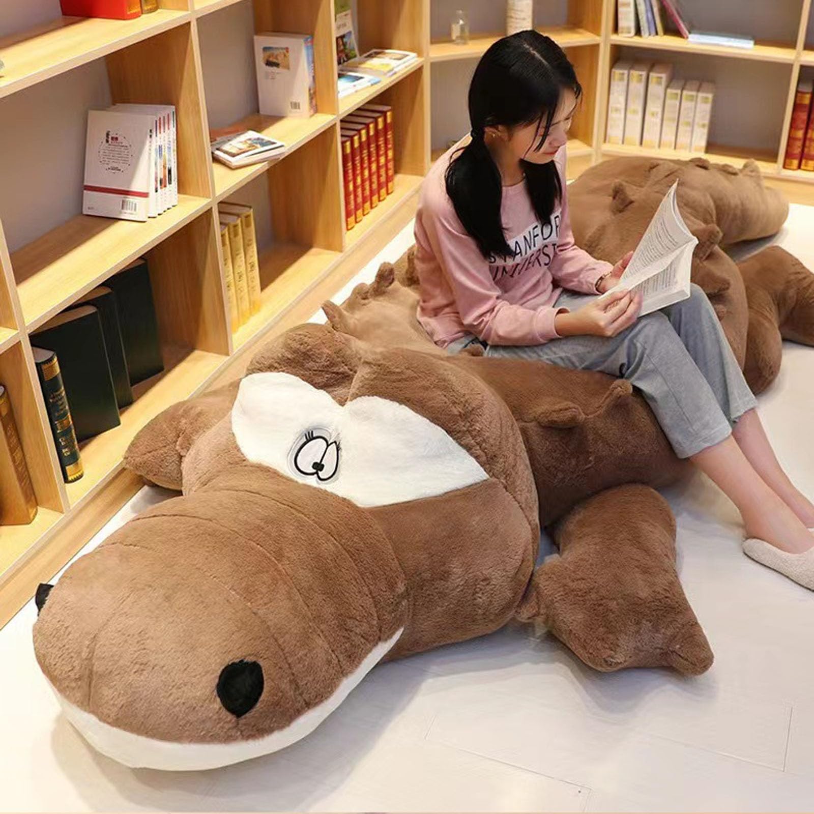 Riesen Krokodil Kuscheltier XXL, Weich Groß Krokodil Stofftier Plüschtier, Krokodil Spielzeug Kissen zum Kuscheln & Spielen, Krokodil Plüsch Kissen, Geschenk für Kinder Jungen Mädchen (120cm,Rosa)