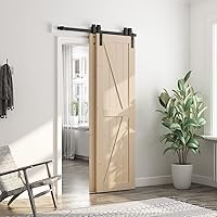 Vista 2 de SmartStandard 24in x 84in Sliding Barn Door with 4FT Bypass Sliding Barn Door Hardware Kit, Single Track, Easy to Install, Smoothly & Quietly, Fit