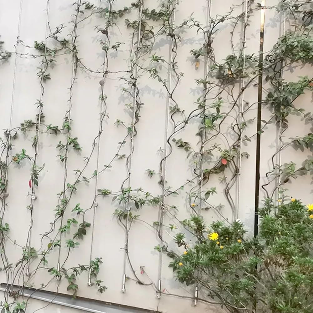 DOLEMODUO Drahtgitter Für Kletterpflanzen – 30-teilig, Mit 46 M Drahtseil – Rankhilfe Für Garten, Zaun & Terrasse