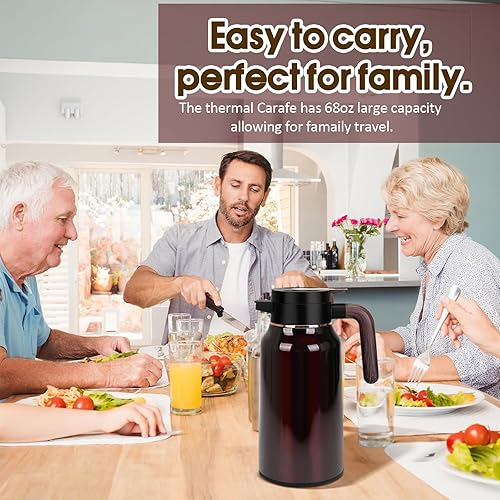 Miniatura 53 de Jarra térmica de café de 68 onzas, jarras de acero inoxidable para líquidos calientes durante 36 horas, jarras de café aisladas para mantener