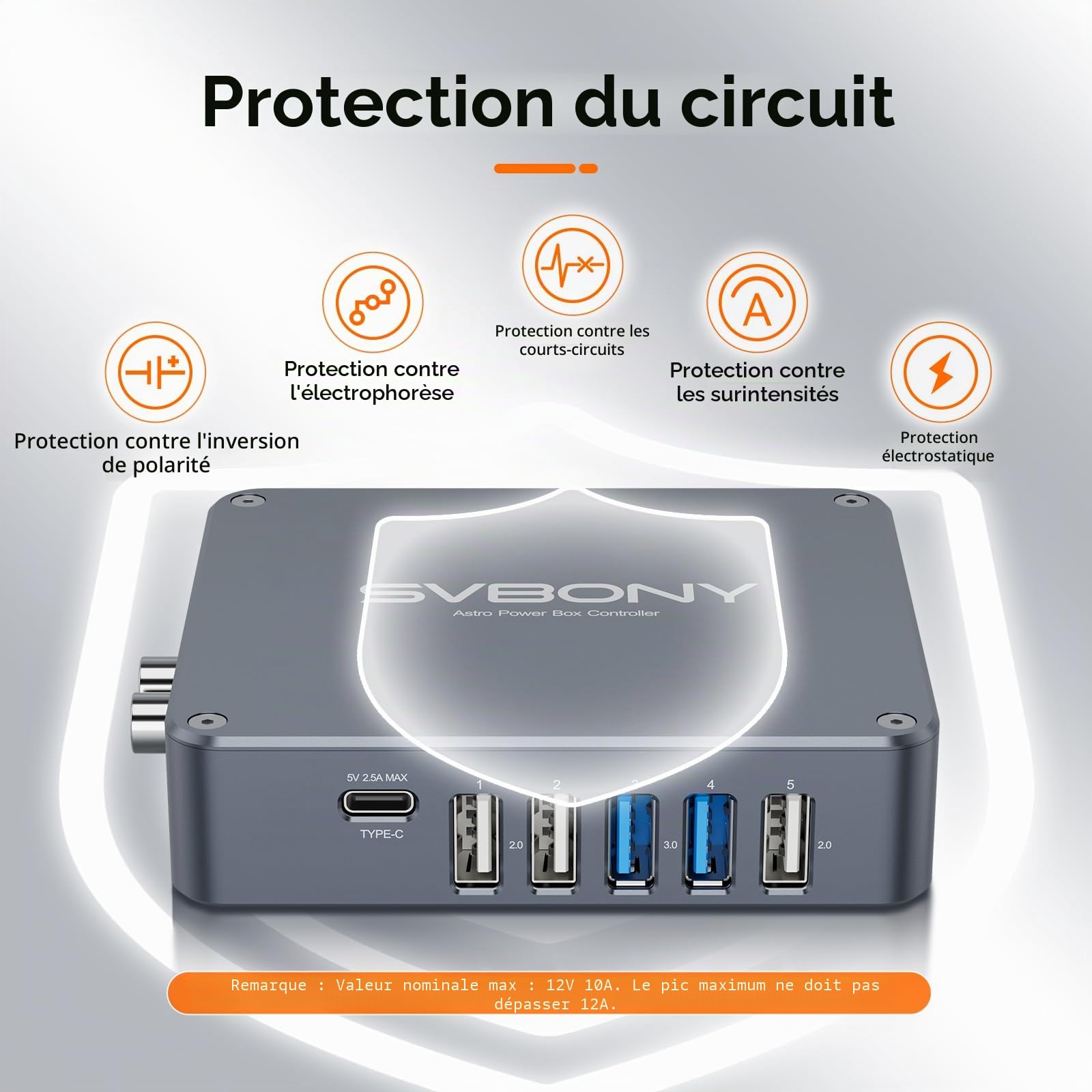 Svbony SV241 Pro Boîtier de Gestion d'alimentation pour Télescope pour Adultes, Accessoire pour Télescope Astronomique, Adaptateur USB 3.0 + DC pour Photographie du Ciel Profond