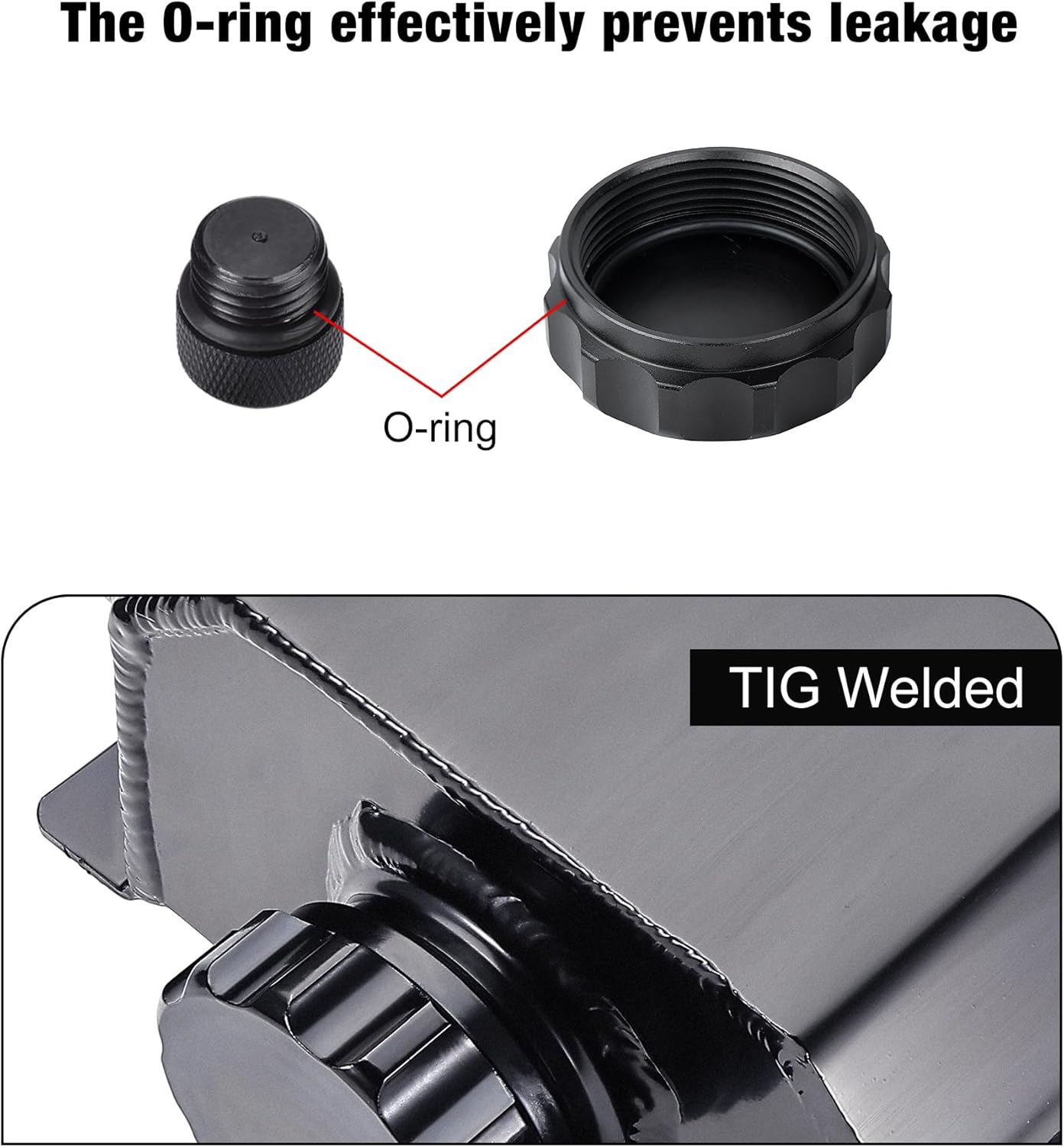 EVIL ENERGY Radiator Coolant Overflow Tank Aluminum, Universal Overflow Reservoir Tank, Upgraded Overflow Catch Can 1L Black