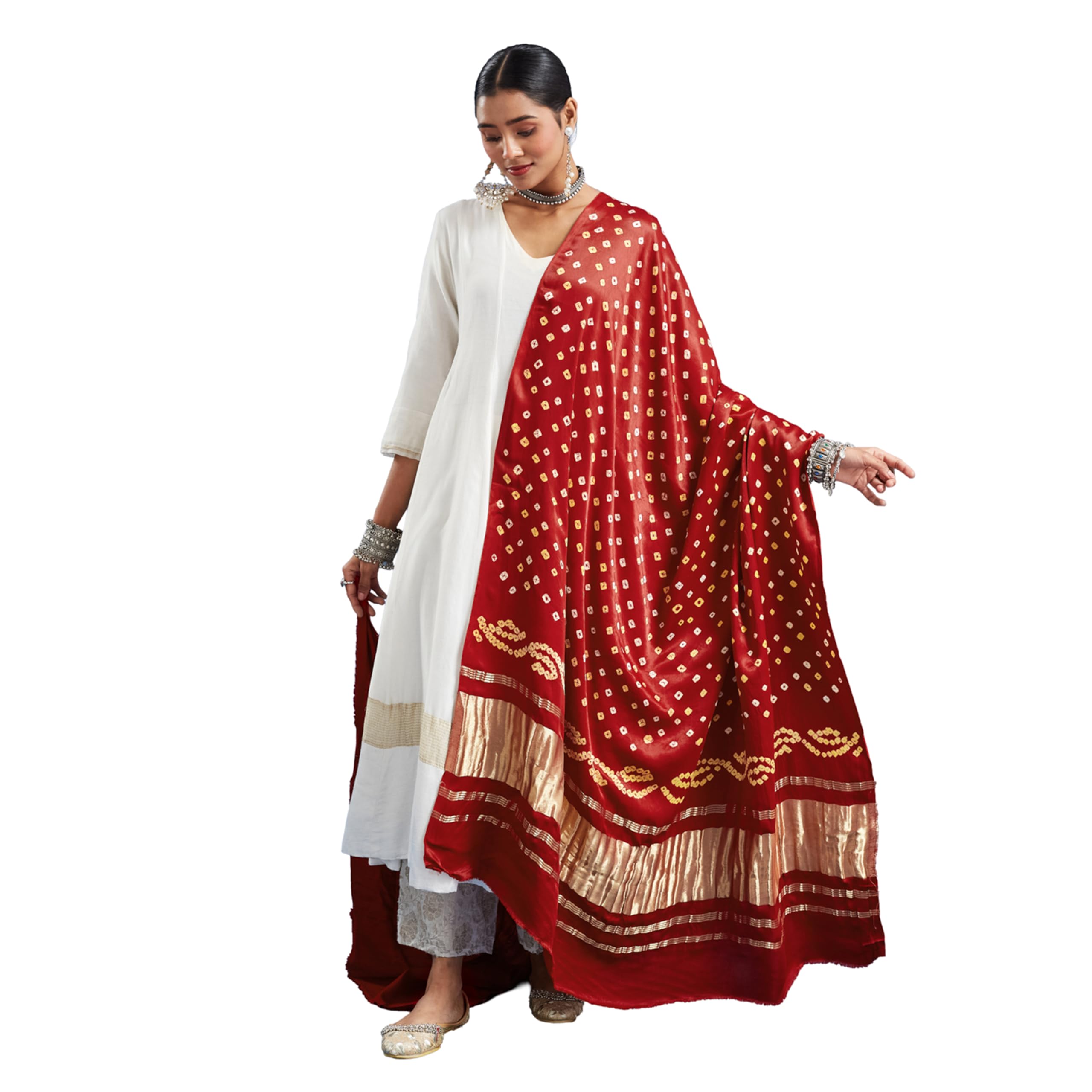 Designer Gajji Silk Dupatta with Tie-Dye Print – Perfect for Weddings, Festivals & Celebrations DUP-image-41