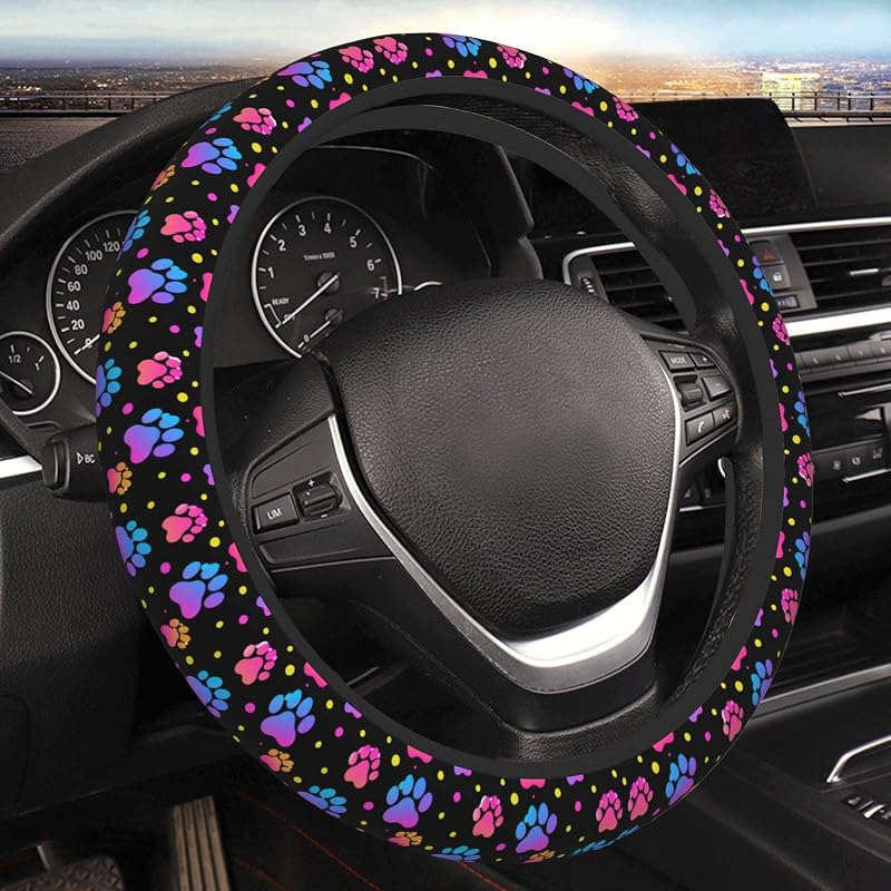 Capa para Volante com Estampa de Patas de Animais em Neoprene ACDRUING para Carro, SUV e Caminhão