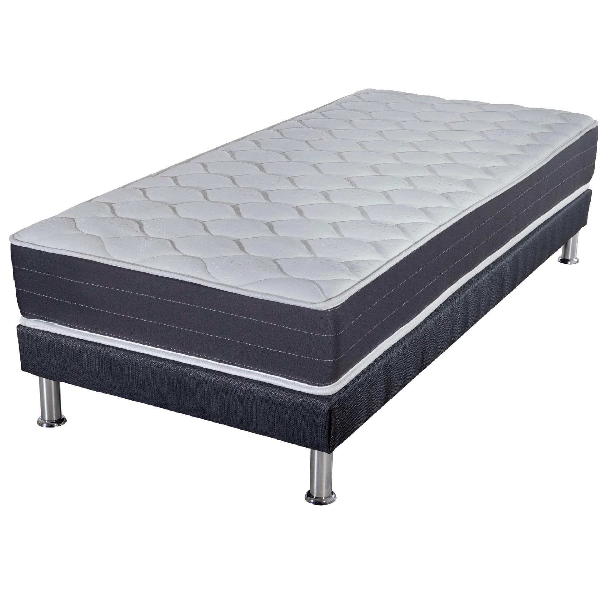 EBAC Literie Matelas Ressort + Sommier SR9 Deco 90x190 Rhodes - H. 24 cm - Soutien Ferme