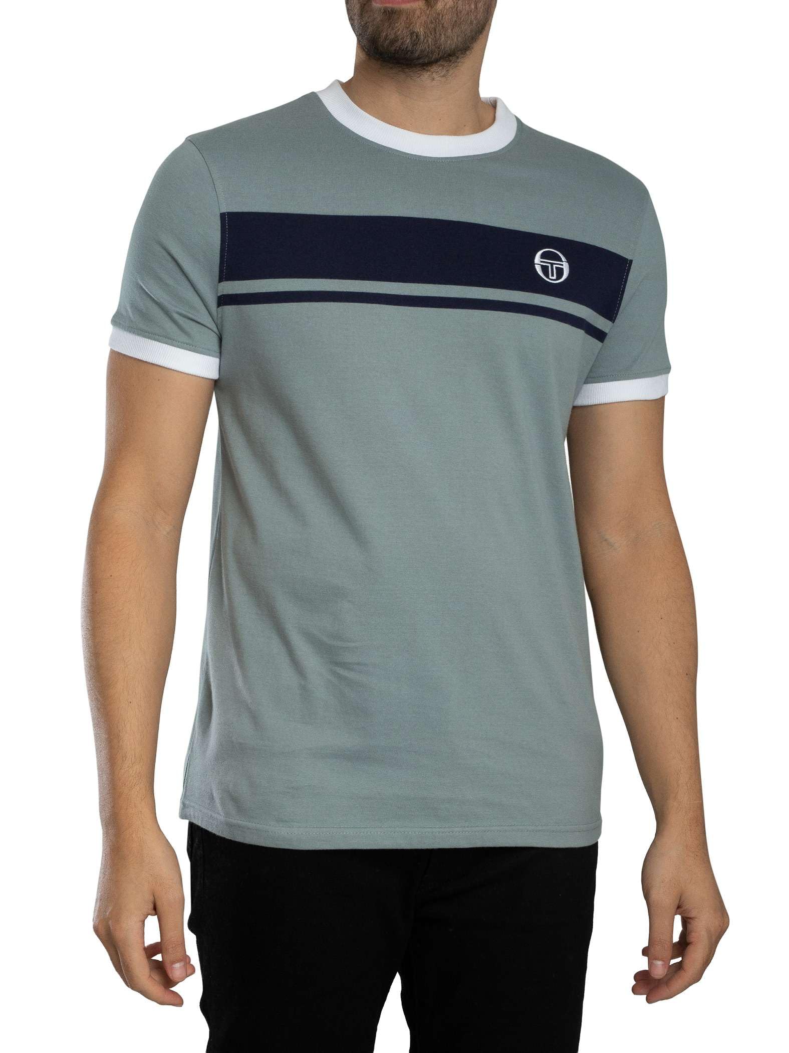 Sergio Tacchini Men's Master T-Shirt, Lead/Maritime Blue/White, S