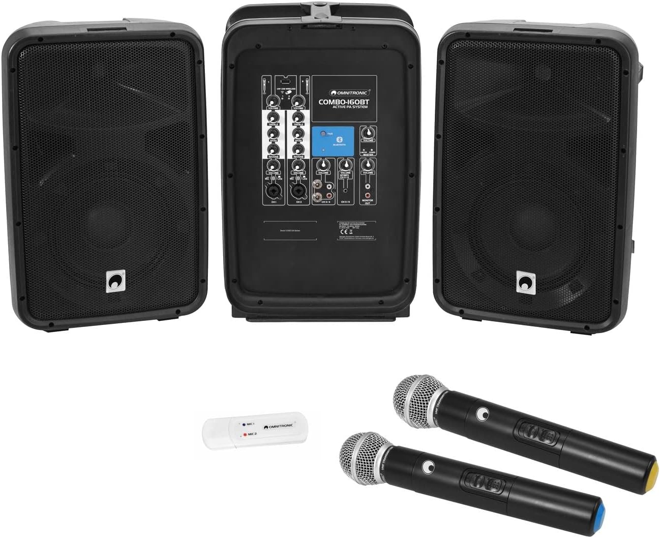 OmnitronicSet COMBO-160BT active PA system + UWM-2HH USB Wireless mic set