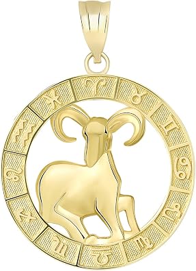 10k Yellow Gold Aries Zodiac Pendant