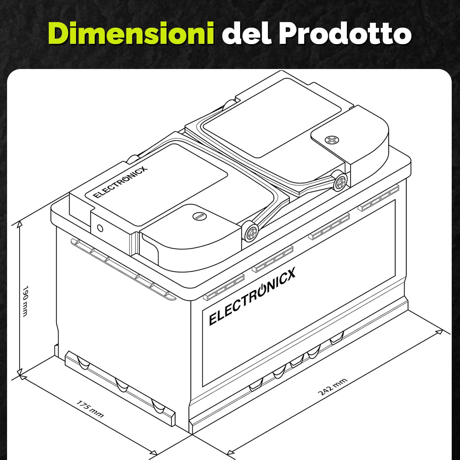 ELECTRONICX Batteria AGM a Scarica Lenta 12V 80Ah C100 Edizione Camper – Sigillata, Senza Manutenzione, Resistente alle Vibrazioni – Per Camper, Barca, Pannelli Solari, Sistemi Autonomi