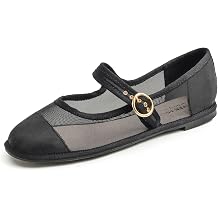 FEVERSOLE Womens Soft Breathable Mary Jane Memory Foam Cushioned Comfort Round Toe Metal Buckle Flats Walking Shoes