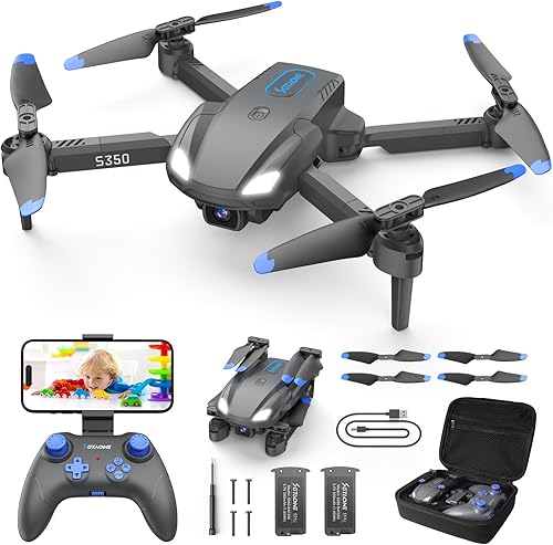 Dron S350 con cámara para adultos, mini drones para niños con video en vivo 1080P HD FPV, juguetes de helicóptero de control remoto, regalos para