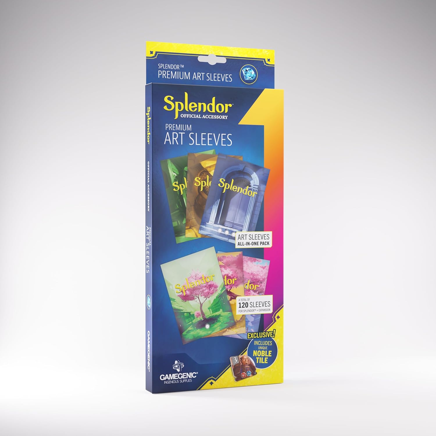 Gamegenic Splendor Premium Art Sleeves – Official Matte Card Protectors for Splendor Base Game & Expansion, 120-Count Set, Exclusive Noble Tile & Unique Artwork