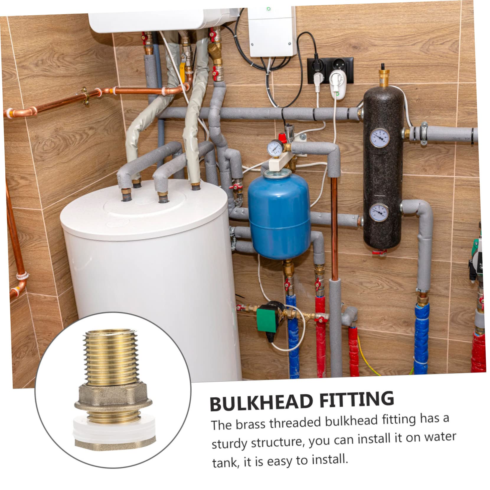 Cabilock 2sets 2pcs Brass Bulkhead Fitting Female to Male Threaded Couplers with Seals for Water Tanks Easy to Install Water Inlet Outlet Connectors 2pcs*2