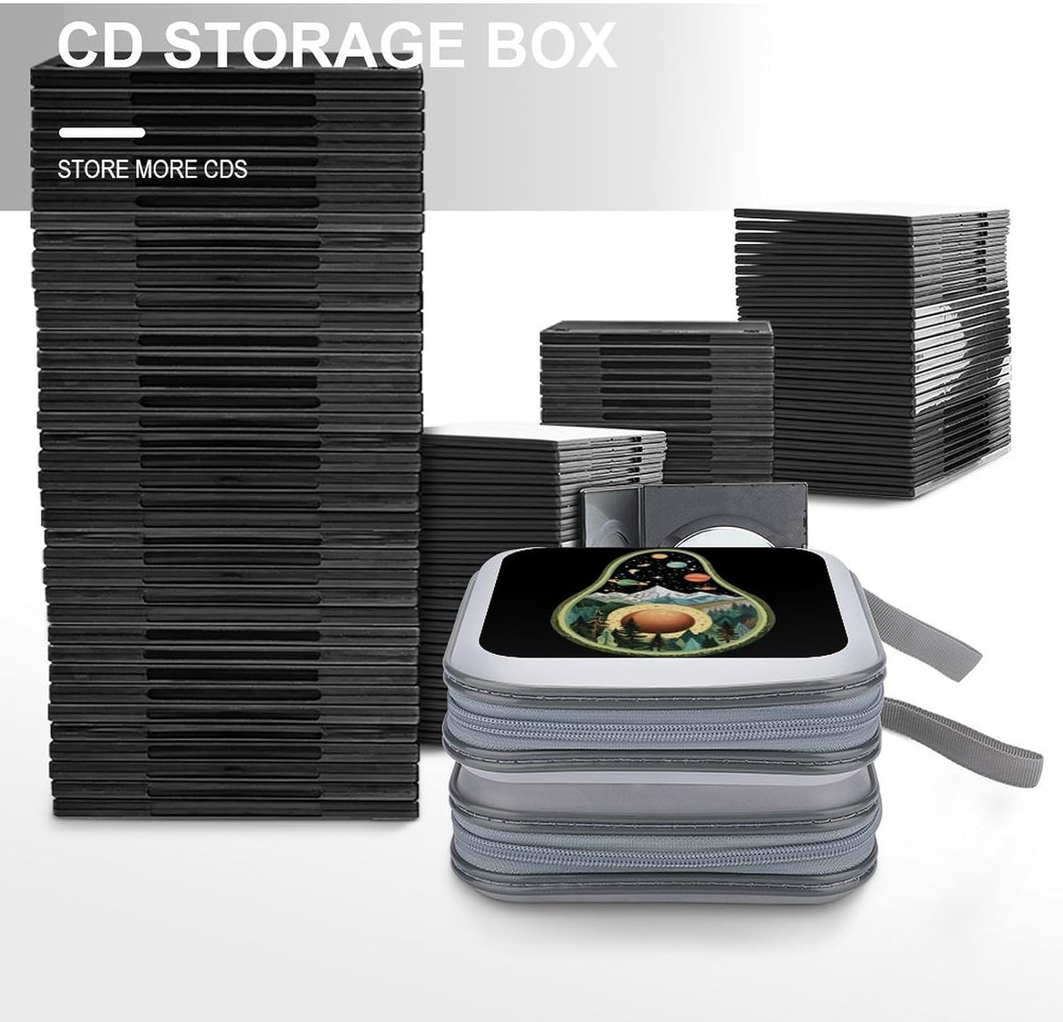 Avocado Planet Cell CD Case DVD Storage Holder Binder 40 Capacity | protective,hard case,protable loop,travel car use,zippered closure