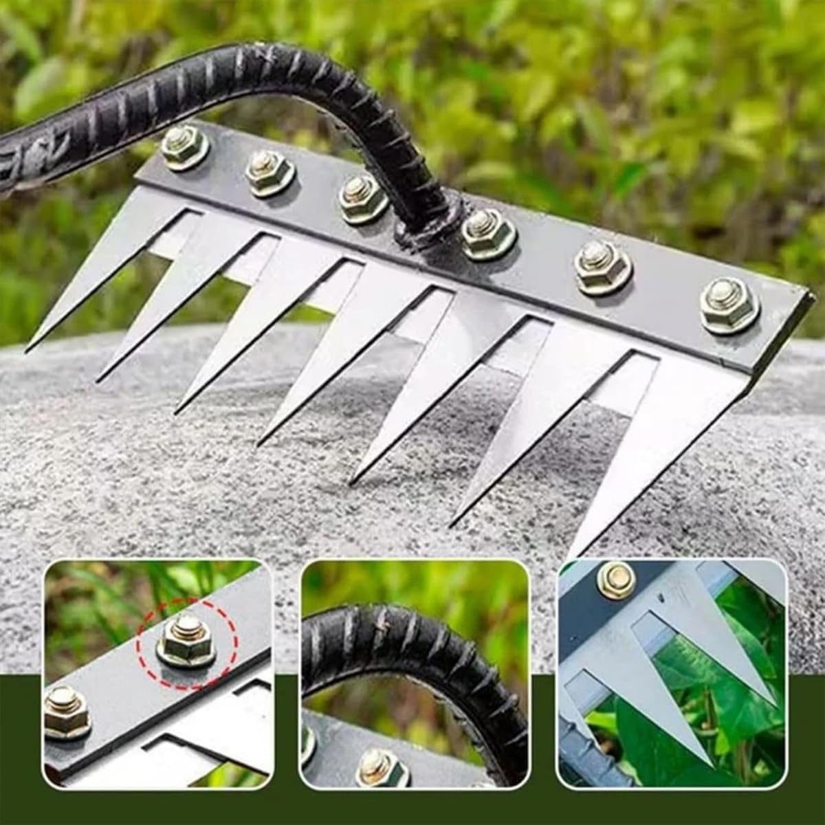 Rastrello da giardino in acciaio al carbonio con 5/6/7/8 denti, Ironrake 2.0, rastrello da giardino in ferro for lavori pesanti, for giardinaggio efficiente, scarificazione e dissodamento del prato, n