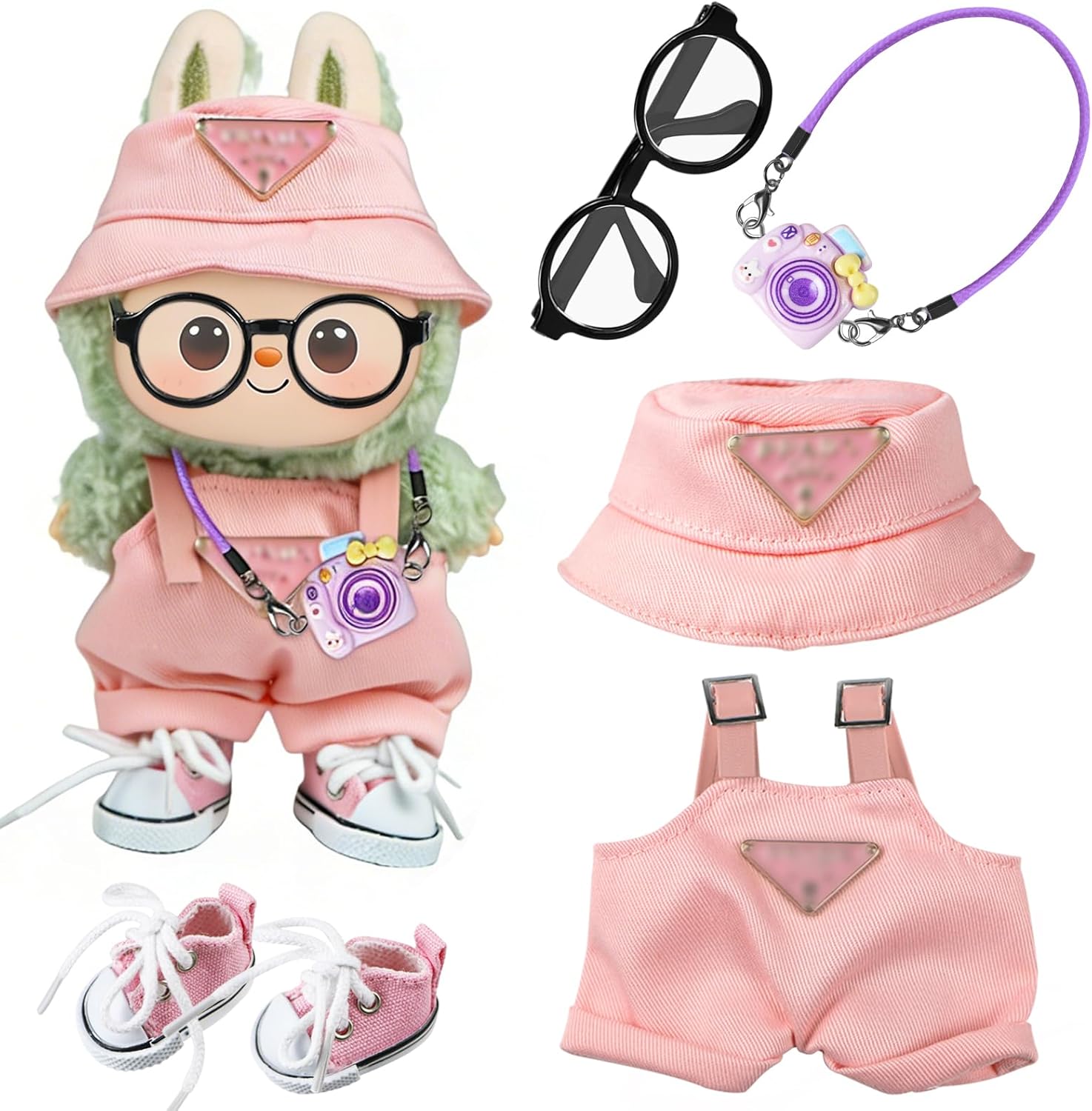 One Set Clothes for LABUBU Doll (NO Doll), Handcrafted Crochet Accessories for LABUBU About 6.7'' Dolls, Premium Outfit-Cute Clothes for Dress up Unique Style (1 Set of Clothing outfit1)