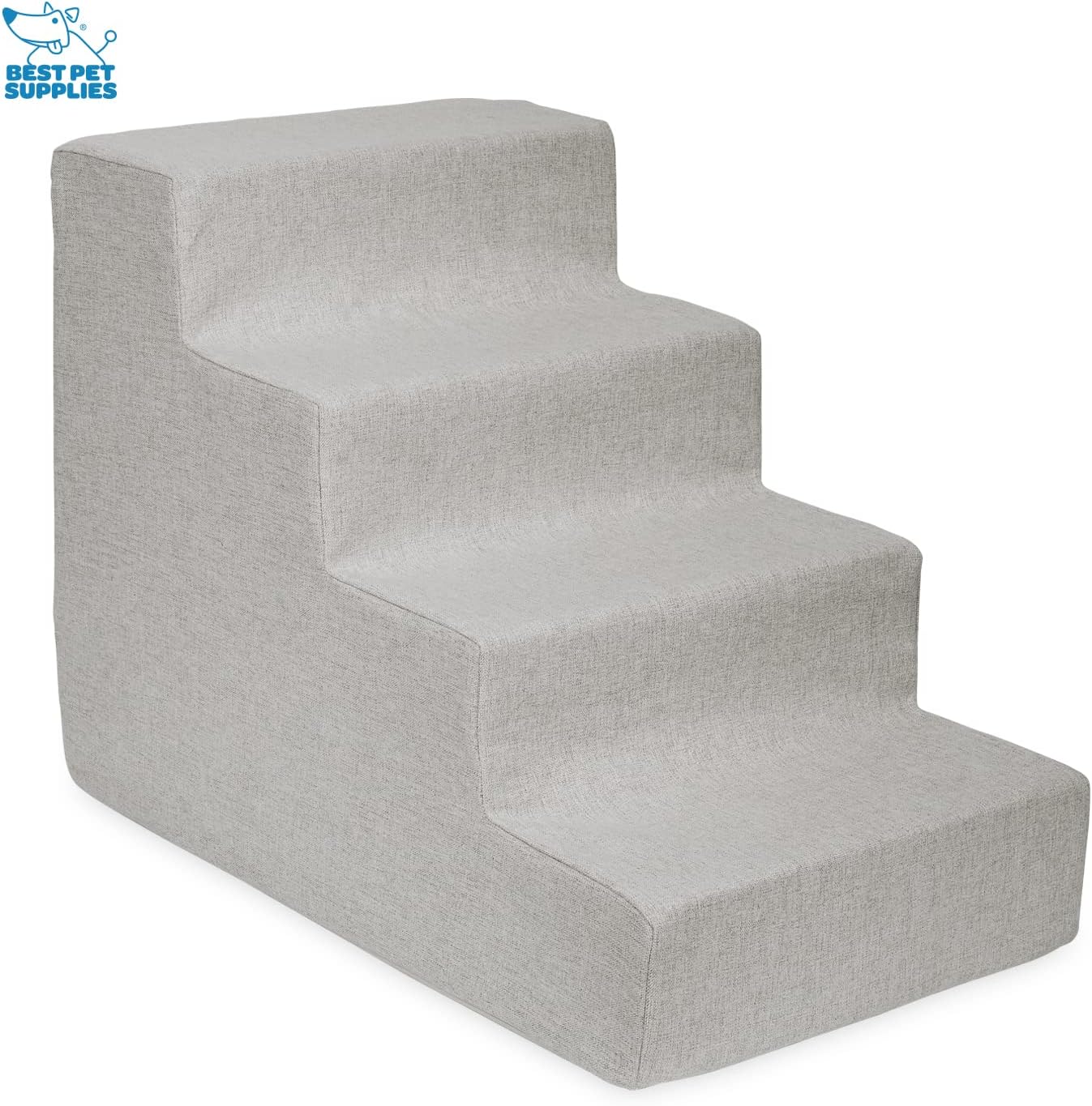best pet supplies dog stairs & steps - foam steps for small dogs & cats, non-slip indoor balanced pet step support, dog ramp, no assembly, sand, 4-step (18-inch height) sand 4 h: 18 inches (standard)